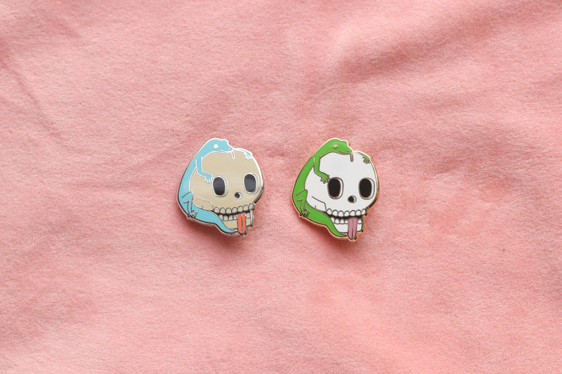 Skull and Lizard Hard Enamel Pin