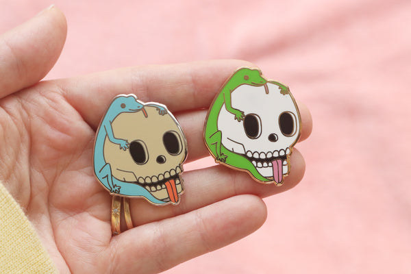 Skull and Lizard Hard Enamel Pin