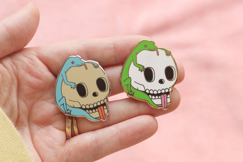 Skull and Lizard Hard Enamel Pin