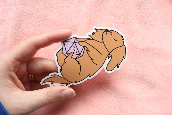 Long Haired Dachshund D20 Dice Buddy Stickers