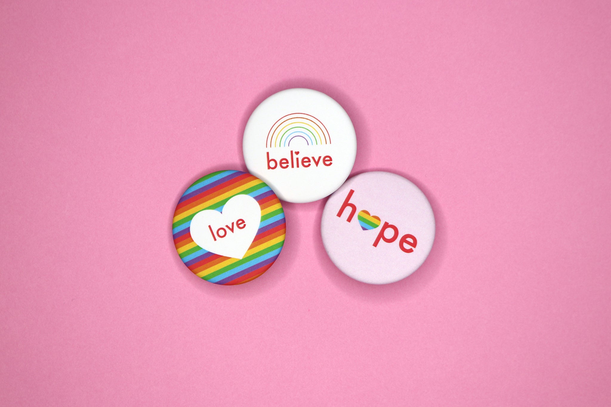 Love, Hope, Believe Buttons by Dbl Feature