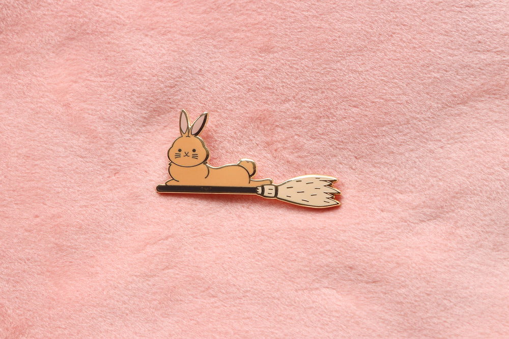Broomstick Bunny Hard Enamel Pin by Dbl Feature