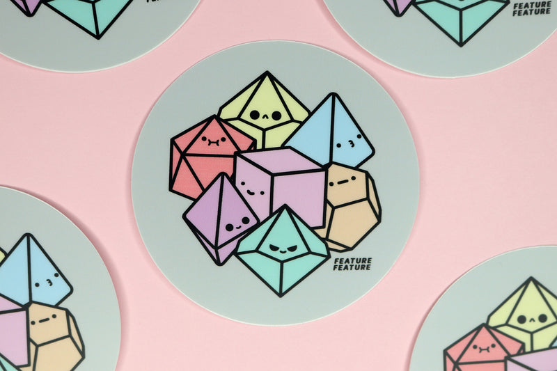 rows of pastel dice stickers
