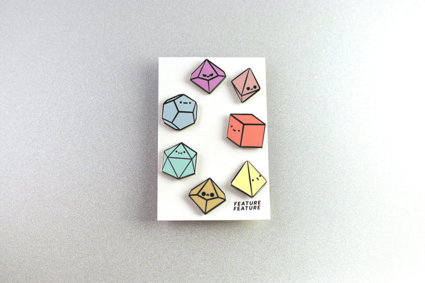 Rainbow Tiny Dice Buddies Hard Enamel Pin Set