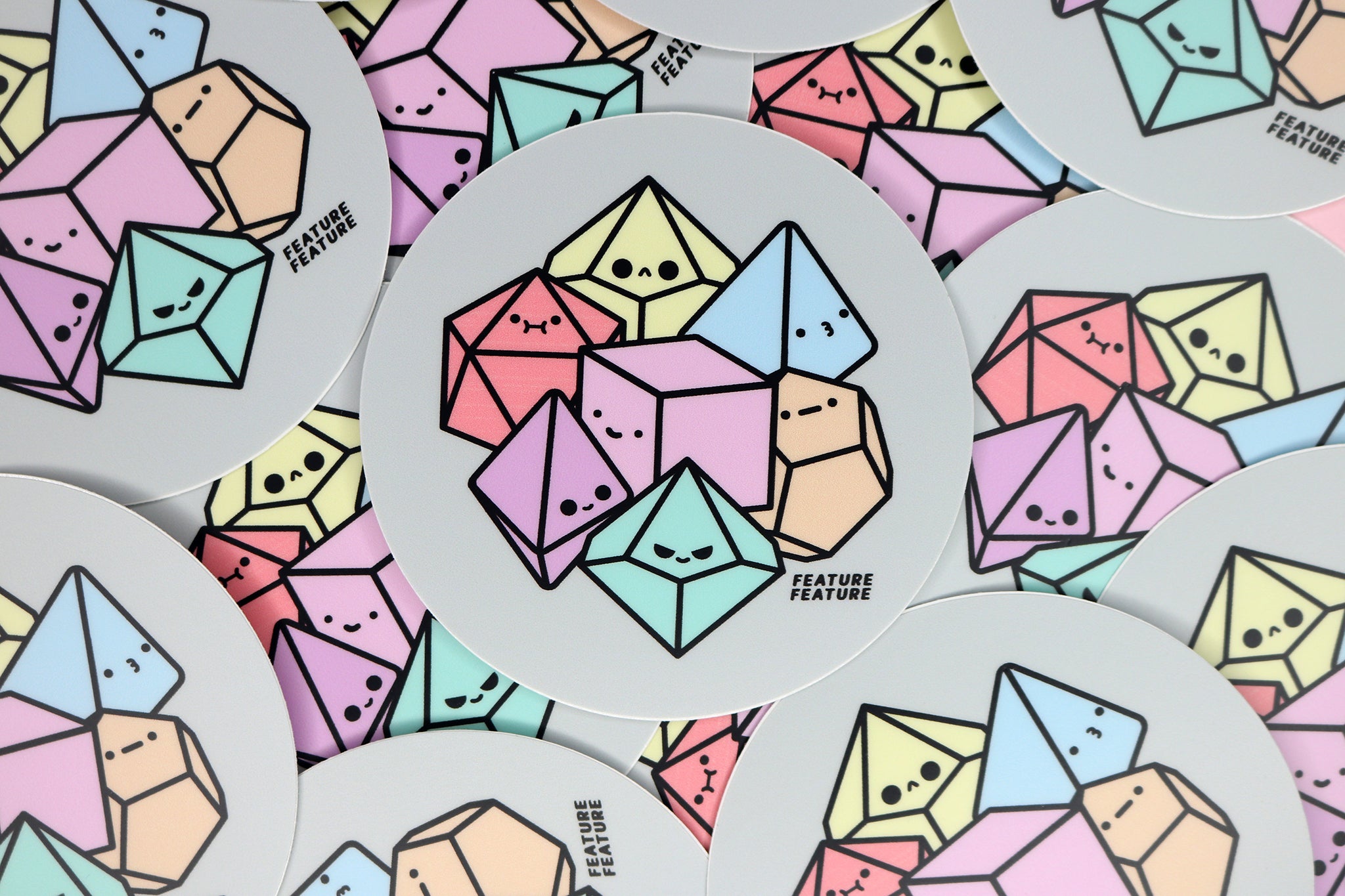 pile of polyhedral dice stickers