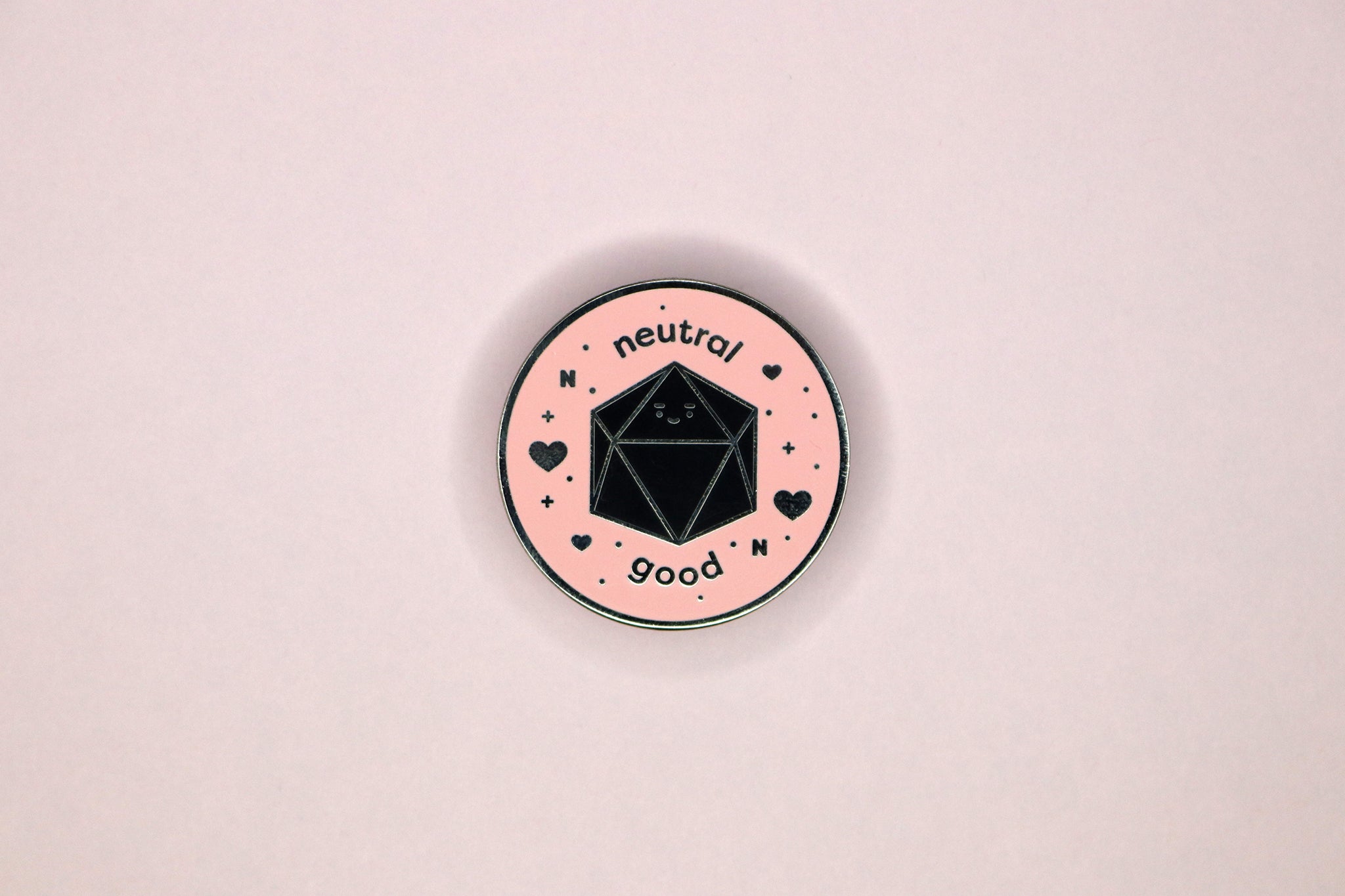 Pink and Black d20 Neutral Good Hard Enamel Pin