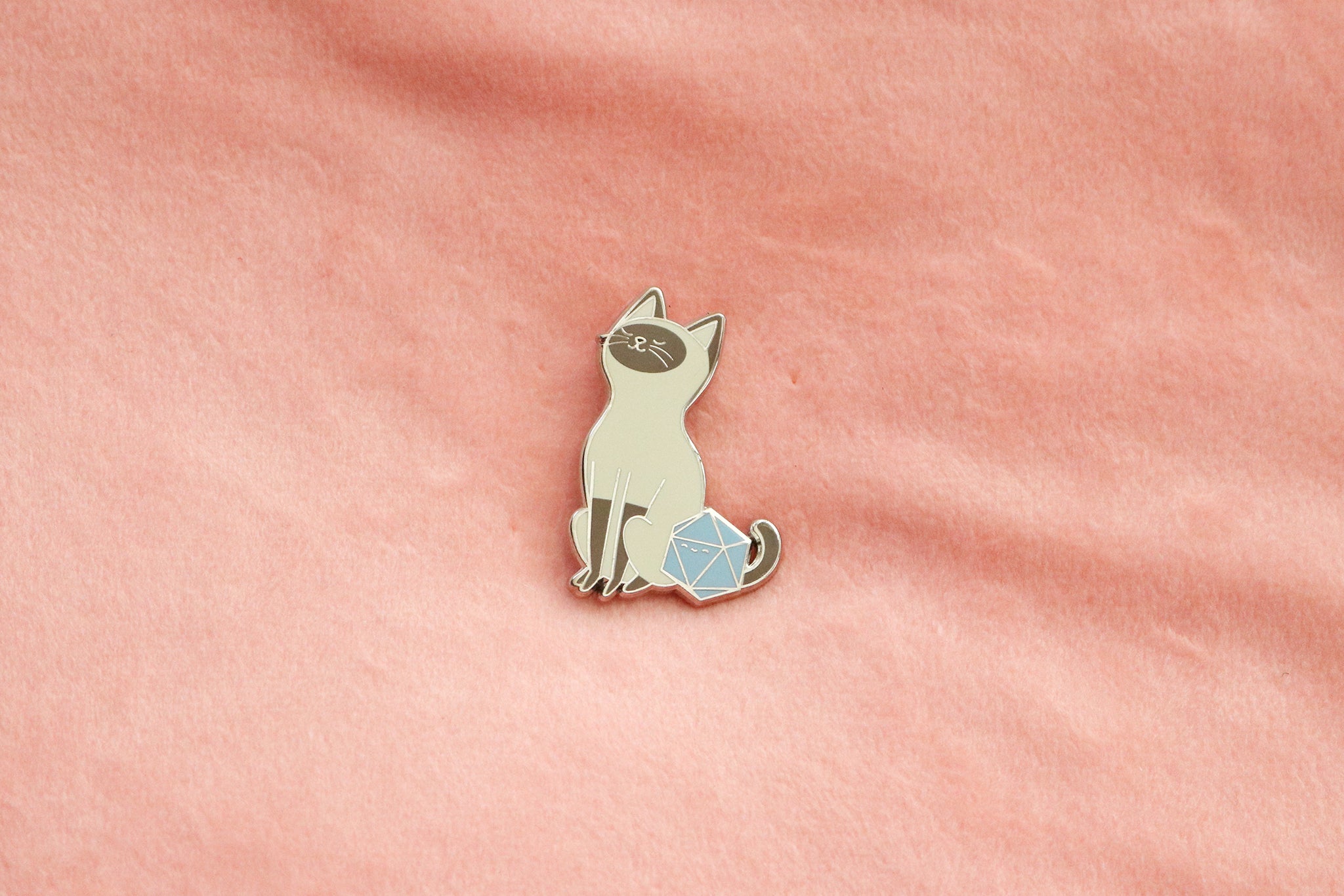 Siamese D20 Dice Buddy Enamel Pin