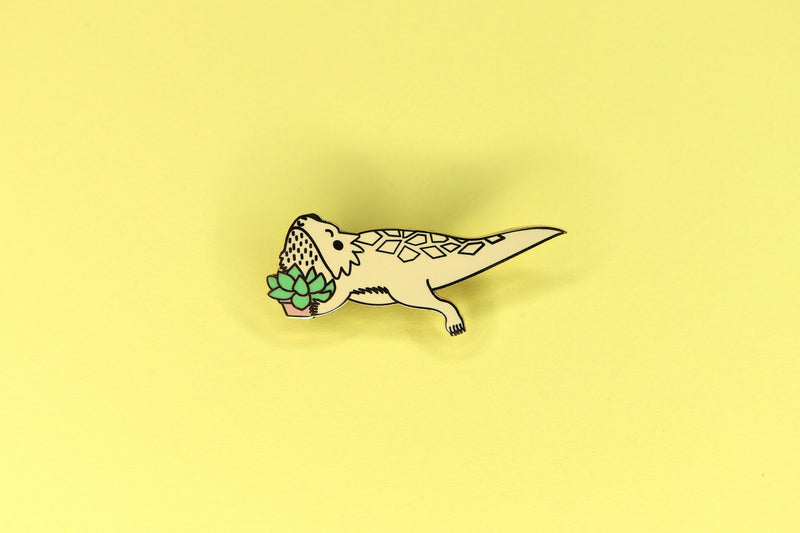 tan bearded dragon hard enamel pin