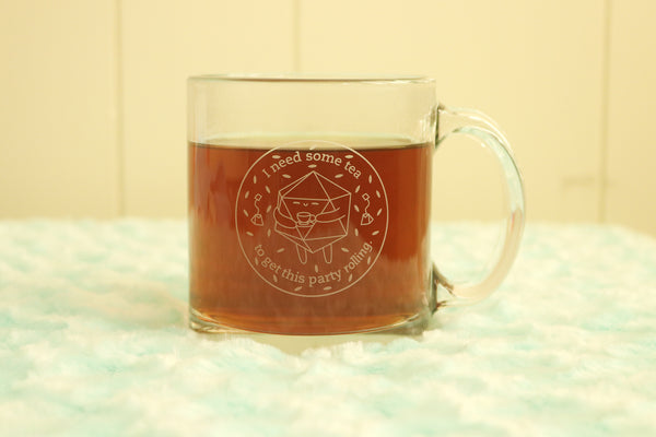 Tea Drinking D20 Glass Mug