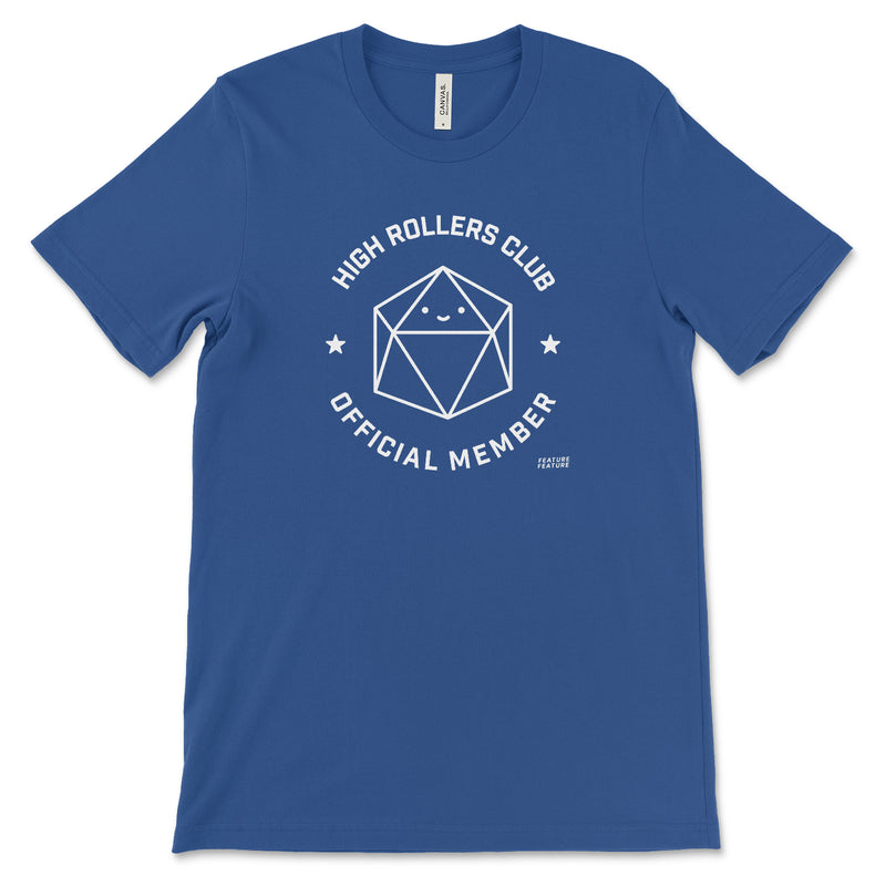 Royal Blue High Rollers Club T-shirt for DnD Players