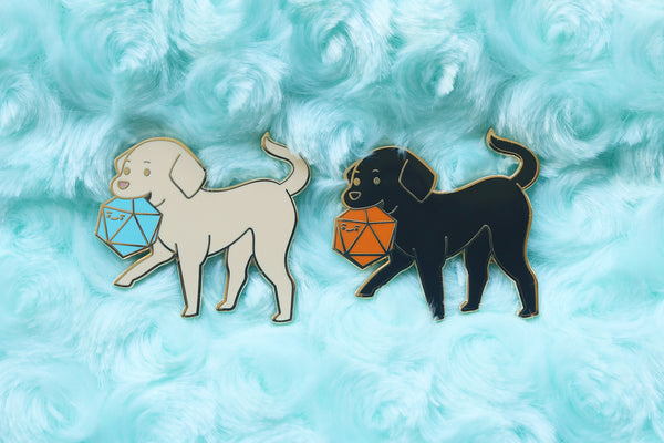 Labrador D20 Dice Buddy Enamel Pin