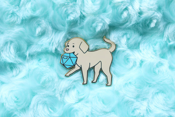 Labrador D20 Dice Buddy Enamel Pin